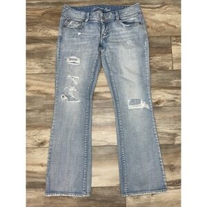 American Eagle Jeans‎ Womens 6R Blue Slim Bootcut Low Rise Stretch Boho